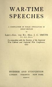 Cover of: War-time speeches by Jan Christiaan Smuts