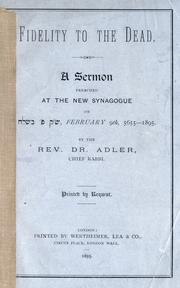 Cover of: Fidelity to the dead by Adler, Hermann