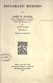 Cover of: Diplomatic memoirs by John Watson Foster, John Watson Foster