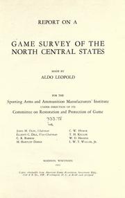 Cover of: Report on a game survey of the north central states