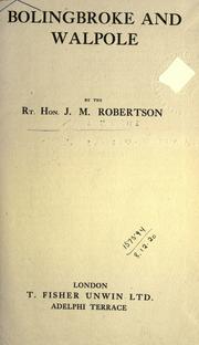 Cover of: Bolingbroke and Walpole.