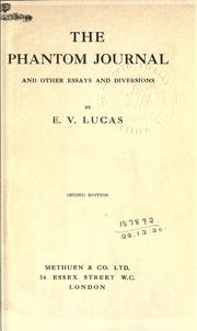 Cover of: The phantom journal and other essays and diversions.