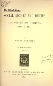 Cover of: Social rights and duties by Sir Leslie Stephen, Sir Leslie Stephen