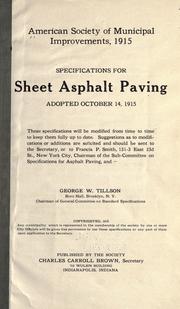 Cover of: Specifications for sheet asphalt paving adopted October 14, 1915 ...