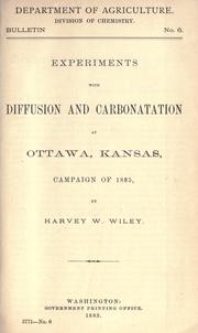 Cover of: Experiments with diffusion and carbonatation at Ottawa, Kansas, campaign of 1885