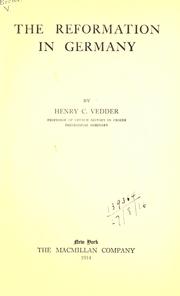 Cover of: The Reformation in Germany. by Vedder, Henry C.