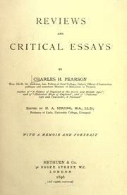Cover of: Reviews and critical essays by Charles Henry Pearson