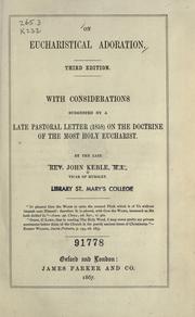 Cover of: On Eucharistical adoration by John Keble