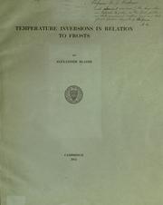 Cover of: Temperature inversions in relation to frosts by Alexander McAdie