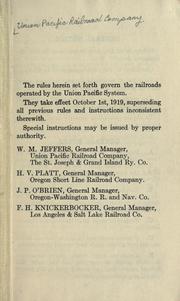 Cover of: Union Pacific system: rules and instructions of the Transportation Department.