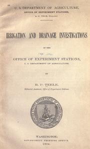 Cover of: Irrigation and drainage investigations of the Office of experiment stations: U.S. Department of agriculture.