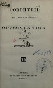 Cover of: Opuscula tria