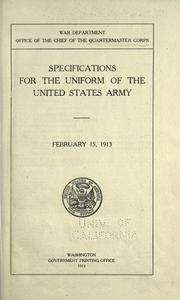 Cover of: Specifications for the uniform of the United States Army.