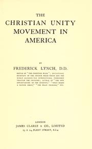 Cover of: The Christian unity movement in America