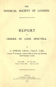 Cover of: Report on series in line spectra.