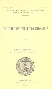 The tuberculin test of imported cattle by Salmon, D. E.