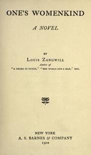 Cover of: One's womenkind by Zangwill, Louis