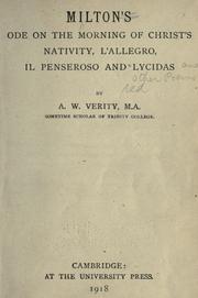 Cover of: Milton's Ode on the morning of Christ's nativity by John Milton