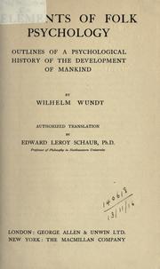 Cover of: Elements of folk psychology by Wilhelm Max Wundt