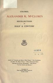 Cover of: Recollections of half a century. by Alexander K. McClure
