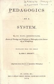 Cover of: Pedagogics as a system