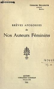 Cover of: Br©Łeves apologies de nos auteurs f©Øeminin by Georges Bellerive