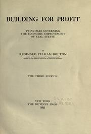 Cover of: Building for profit by Reginald Pelham Bolton, Reginald Pelham Bolton