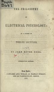 Cover of: The philosophy of electrical psychology. by John Bovee Dods