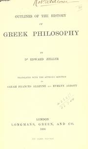 Cover of: Outlines of the history of Greek philosophy by Eduard Zeller
