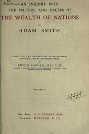 Cover of: An inquiry into the nature and causes of the wealth of nations by Adam Smith