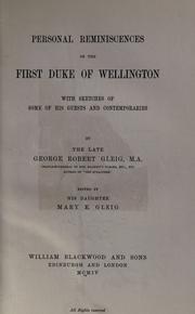Cover of: Personal reminiscences of the first Duke of Wellington by G. R. Gleig
