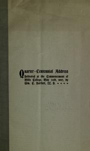 Cover of: Quarter-centennial address: delivered at the commencement of Mills College, May 26th, 1897