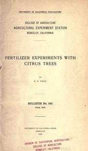 Cover of: Fertilizer experiments with citrus trees
