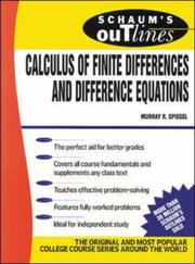 Cover of: Schaum's outline of theory and problems of calculus of finite differences and difference equations by Murray R. Spiegel