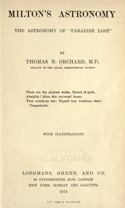 Milton's astronomy by Thomas Nathaniel Orchard