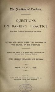 Cover of: Questions on banking practice: from vols. I-XVIII (inclusive) of the journal