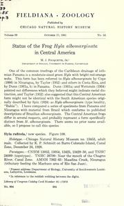 Cover of: Status of the frog Hyla albomarginata in Central America. by M. J. Fouquette