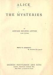 Cover of: Alice by Edward Bulwer Lytton, Baron Lytton