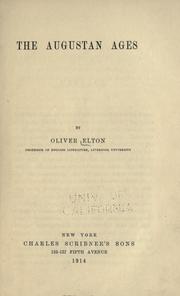 Cover of: The Augustan ages by Elton, Oliver