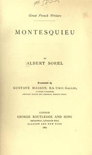 Cover of: Montesquieu by Albert Sorel