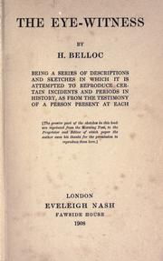 Cover of: The  eye-witness by Hilaire Belloc