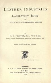 Cover of: Leather industries laboratory book of analytical and experimental methods.
