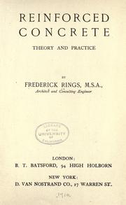 Cover of: Reinforced concrete, theory & practice. by Frederick Rings