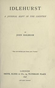Cover of: Idlehurst: a journal kept in the country