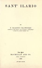 Cover of: Sant' Ilario by Francis Marion Crawford