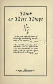 Cover of: Think on these things. by 
