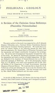 Cover of: A revision of the chelonian genus Bothremys: (Pleurodira: Pelomedusidae)