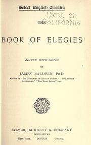 Cover of: The book of elegies by James Baldwin