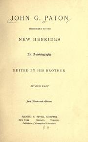 Cover of: John G. Paton, missionary to the New Hebrides. by John Gibson Paton