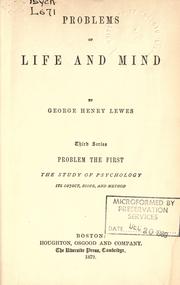 Cover of: Problems of life and mind